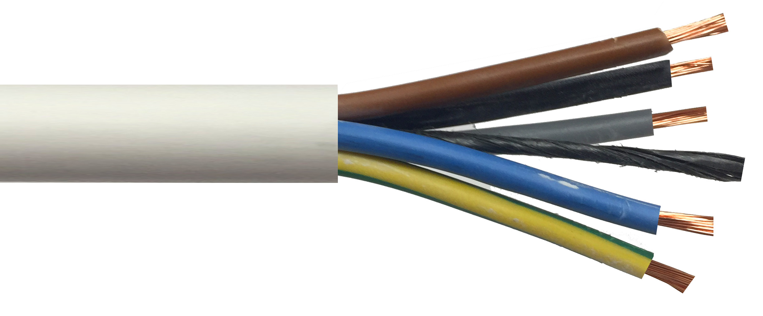 0.75MM 3095Y 5 Core White Cut To Length